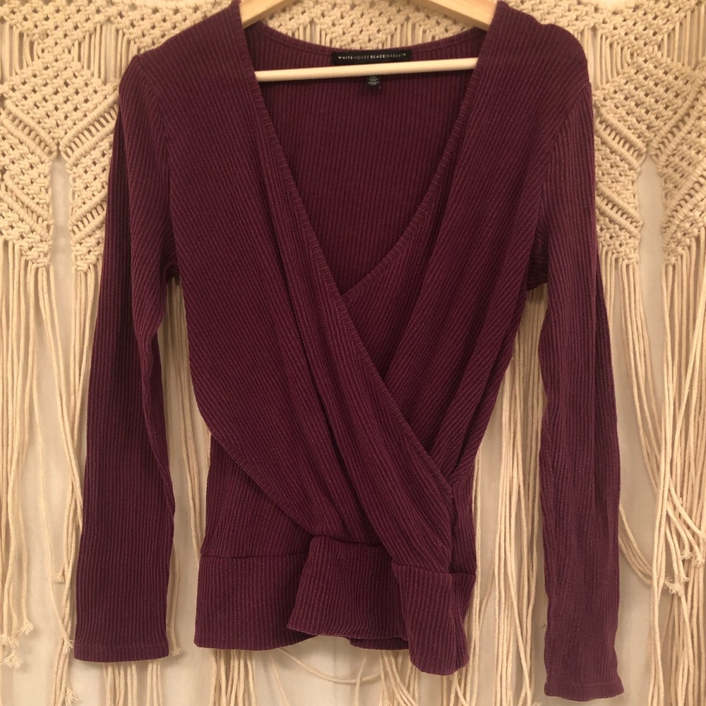 WHBM Ribbed Wrap Shirt